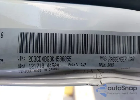 2019 Dodge Charger Sxt Rwd z USA, uszkodzony, nr VIN 2C3CDXBG3KH588855